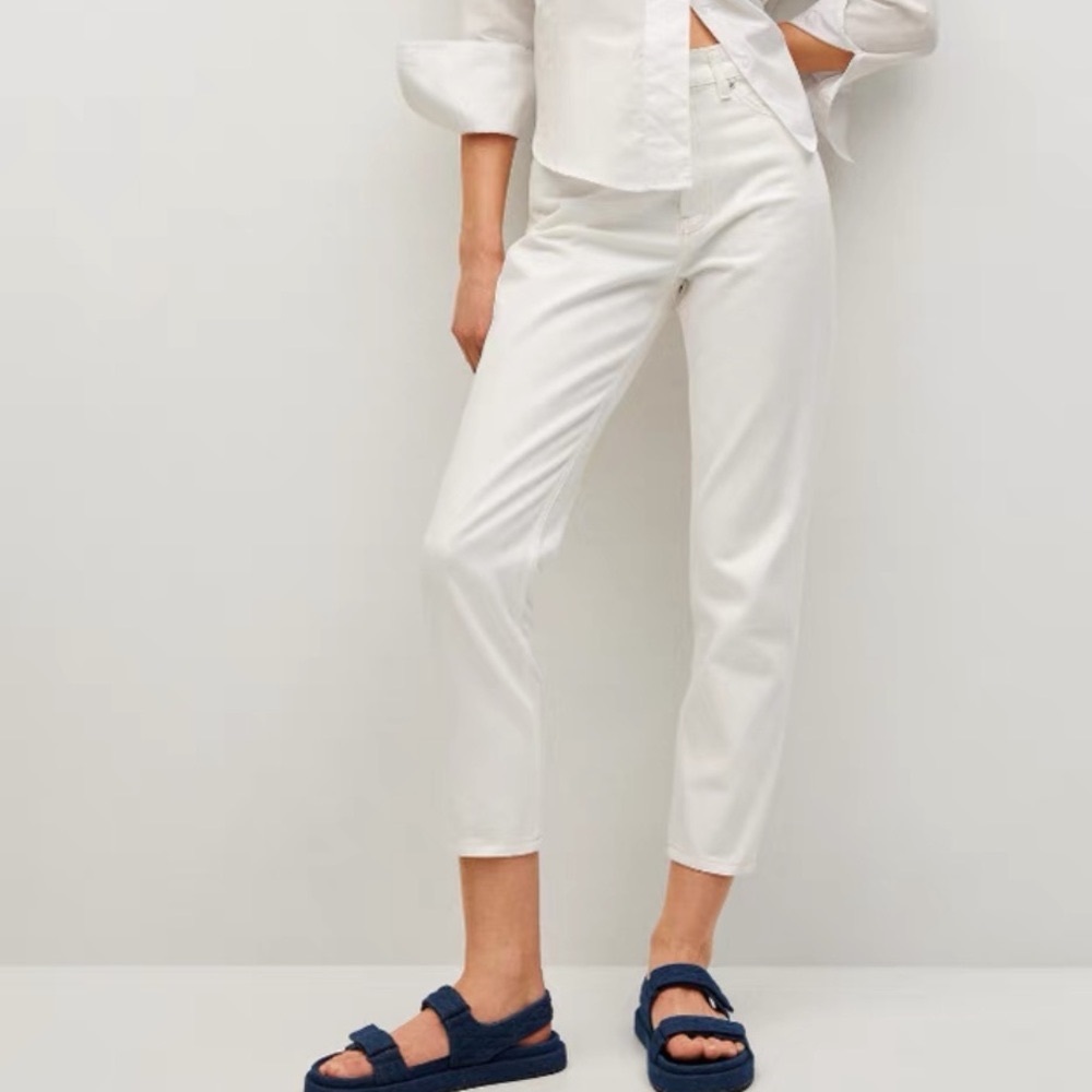 Mango white 100% cotton Mom jeans